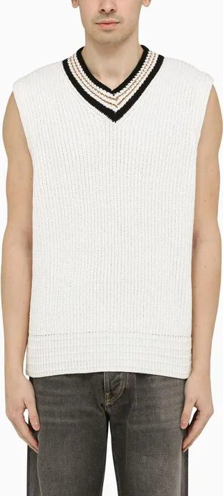 Cotton Knit Papyrus Waistcoat