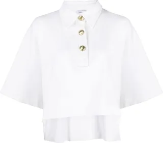 Cropped Short-Sleeve Polo Top