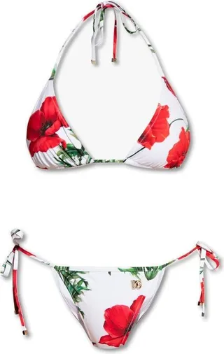 Dolce & Gabbana Poppy Print Triangle Bikini