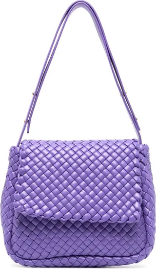 Purple Cobble Leather Shoulder Bag