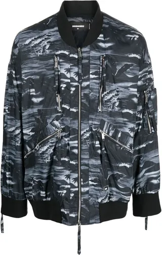 Graphic-Print Bomber Jacket