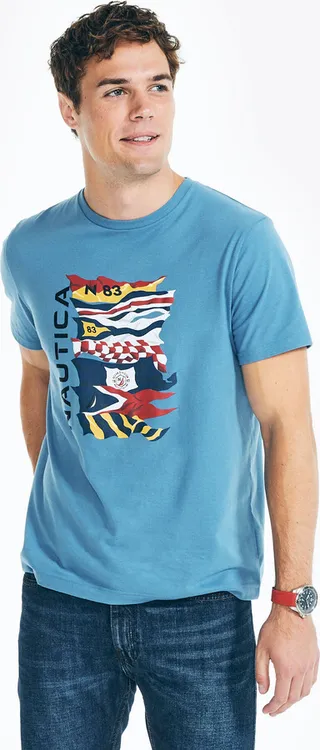 Sustainably Crafted Nautica Flags Graphic T-Shirt