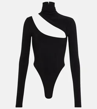 Turtleneck asymmetrical cutout bodysuit