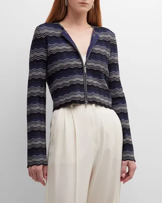 Cropped Chevron Knit Jacket