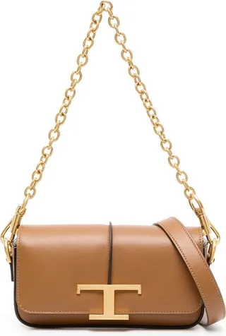 Logo Plaque Leather Crossbody Bag