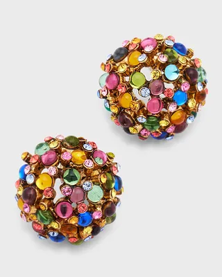 Mini Cabachon Crystal Dome Earrings