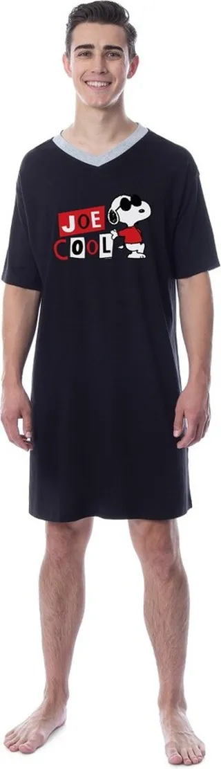 Peanuts Mens' Joe Cool Snoopy Classic Character Sleep Pajama Dress Shirt (XXXL)