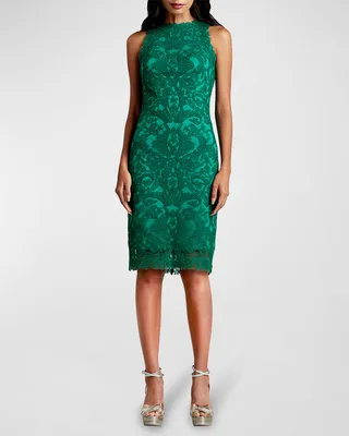 Sleeveless Corded Lace Sheath Dress