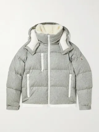 Tarentaise Quilted Virgin Wool-Flannel Hooded Down Jacket