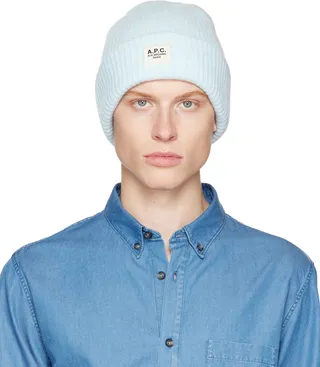A.P.C. Blue Rolled Brim Beanie