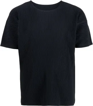 crew-neck plissé T-shirt