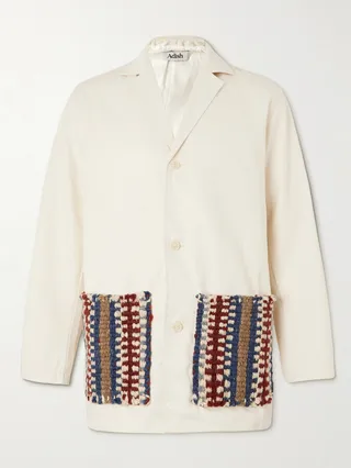 Wool-Trimmed Cotton-Twill Overcoat