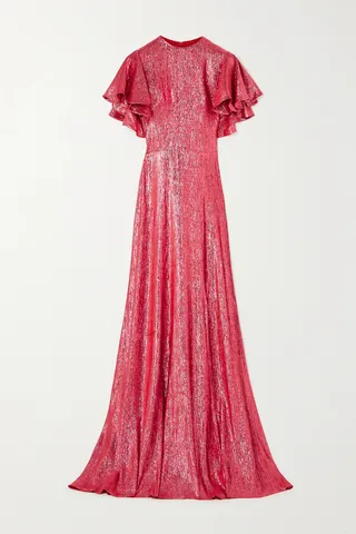 The Vampire's Wife - The Light Sleeper Ruffled Wool-blend Lamé Gown - Red