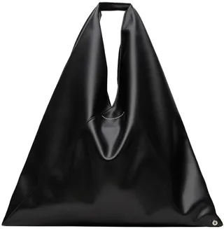 MM6 Maison Margiela Black Faux-Leather Medium Triangle Tote