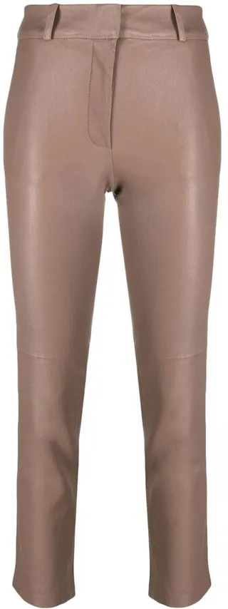High-Waisted Cropped Leather Trousers