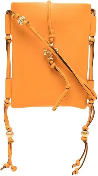 Bead-Embellished Logo Crossbody Bag