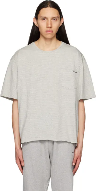We11done Gray Striped T-Shirt