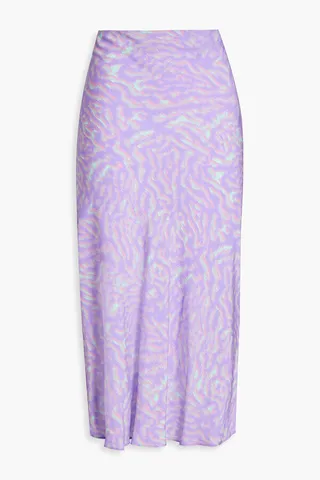 Printed woven midi skirt