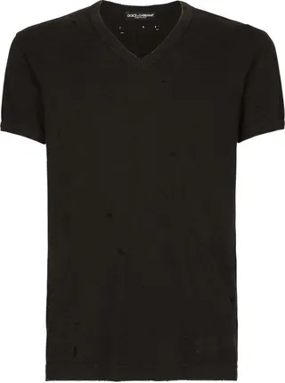 logo-patch V-neck T-shirt