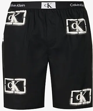 Mens Logo Print Black 1996 Logo-print Organic-cotton Pyjama horts