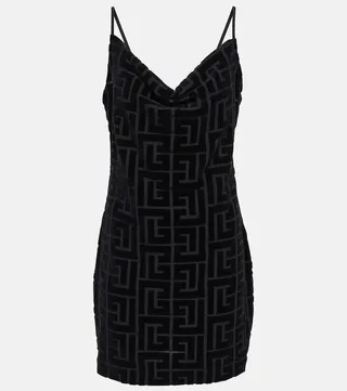 Monogram embroidered cotton minidress