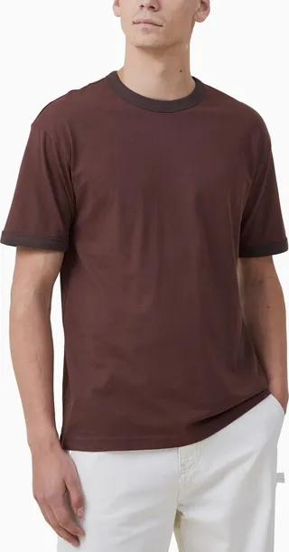 Cotton On Men's Loose Fit Ringer Crew Neck T-shirt