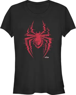 Junior's Marvel Spider-Man: Miles Morales Glitch Logo T-Shirt - Black - 2X Large