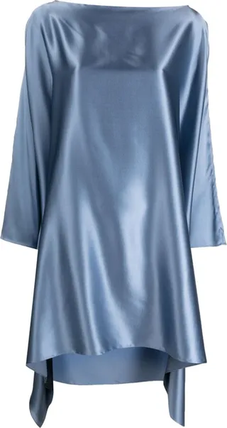 Cape-Design Silk Midi Dress