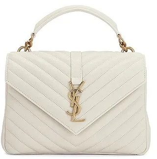 Saint Laurent Medium College Monogramme Chain Bag in Cream