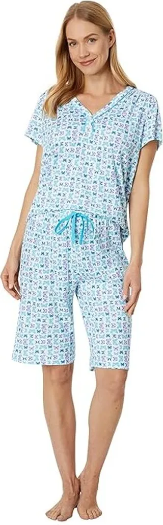 Karen Neuburger Butterfly Meadow Short Sleeve Bermuda PJ Set (Butterfly Meadow) Women's Pajama Sets
