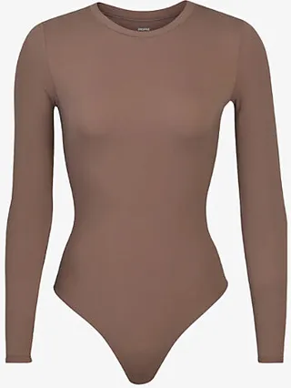 Womens Umber Fits Everybody Long-sleeve Stretch-woven Body Xxxl