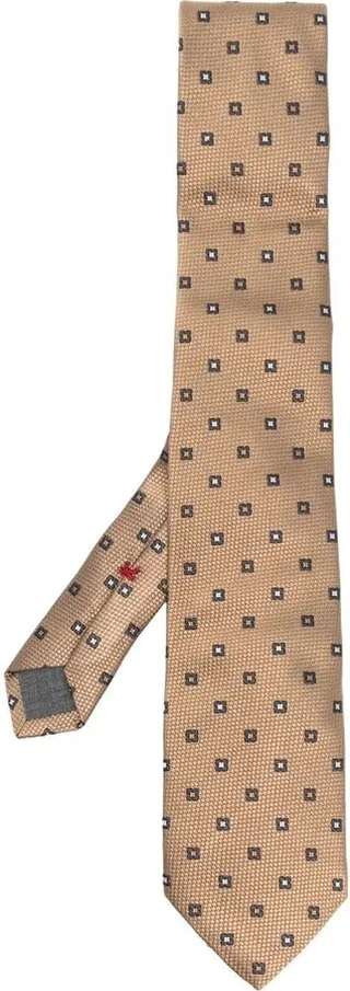 Embroidered-Design Silk Tie
