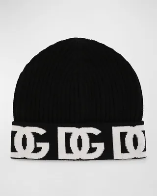 Men's Intarsia-Knit DG Logo Beanie Hat
