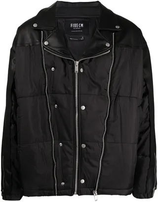 Padded Denim Mix Biker Jacket