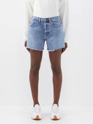 Annabelle Raw-edge Organic-denim Shorts
