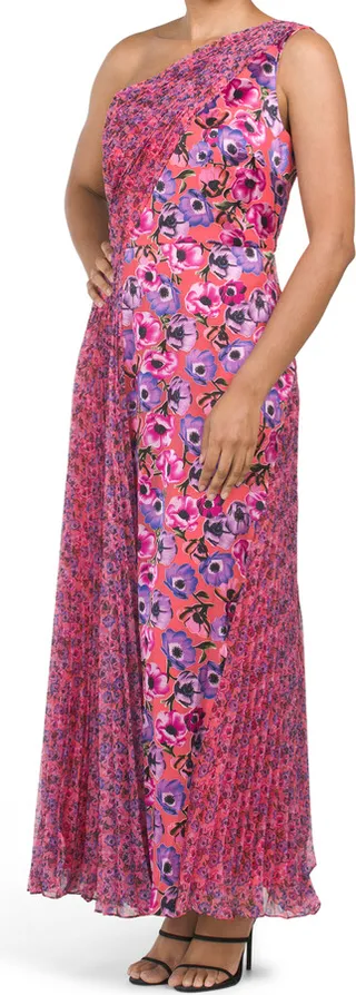 Kristen One Shoulder Pleated Gown