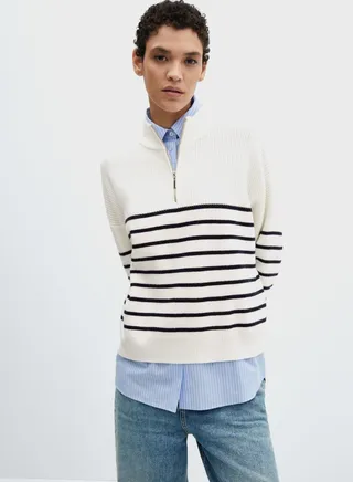 Zip Neck Striped Sweater