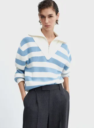 Zip Neck Striped Sweater