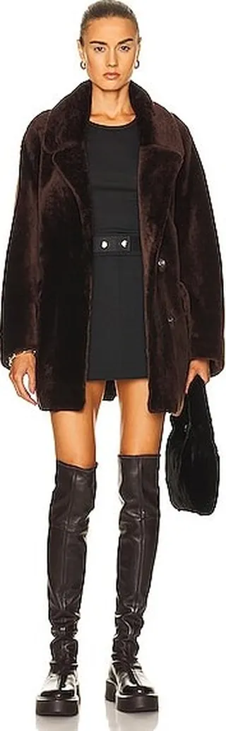 NOUR HAMMOUR Josephine Coat in Brown
