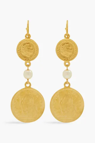24-Karat Gold-Plated Faux Pearl Earrings