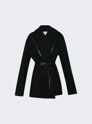 Double Wool Cashmere Short Coat Black