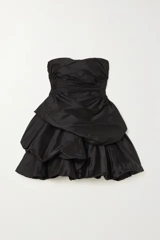 Aje - Daybreak Strapless Ruched Taffeta Mini Dress - Black