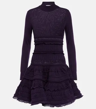 Ruffle virgin wool minidress