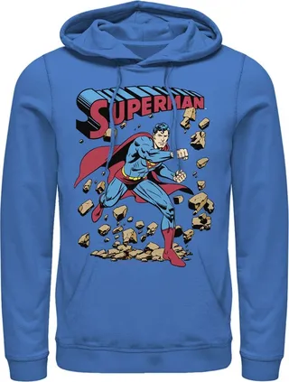 Men's Superman Hero Break Barriers Pull Over Hoodie - Royal Blue - 2X Large