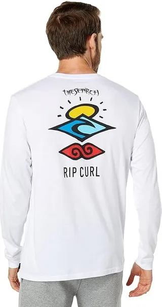Rip Curl Search Icon Long Sleeve Tee (White) Men's T Shirt