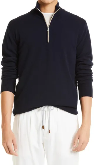 Men's Cashmere Quarter Zip Sweater