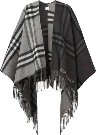 Burberry Wool-Cashmere Check Cape