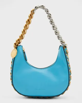 Two-Tone Chain Faux-Leather Shoulder Bag