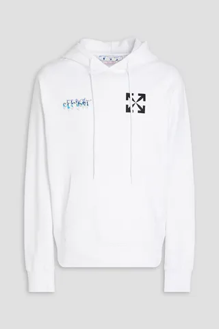 Printed cotton-fleece hoodie