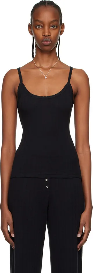 LESET Black Pointelle Camisole